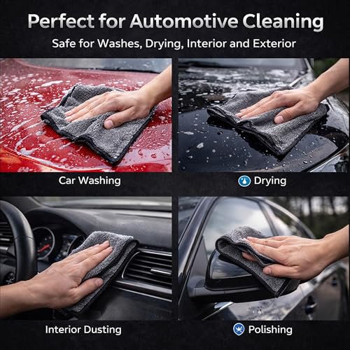 Image of Cutting EDGE 300 GSM Car Microfiber Cloth, Grey, 40x40 cm (Set of 4) | Material: Microfiber, 300 GSM, Medium Size, Ideal for Car, Bike, Glass & Dashboard Cleaning, Soft, Lint-Free & Scratch-Free