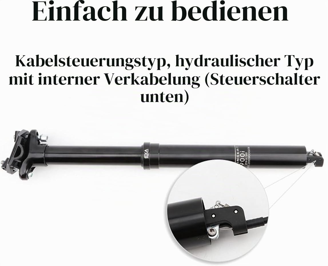 30,9/31,6mm Absenkbare Sattelstütze Gefedert – Höhenverstellbare Hydraulische Fahrradsattelstütze mit Interner Führung für MountainbikeBlack,31.6 * 445mm
