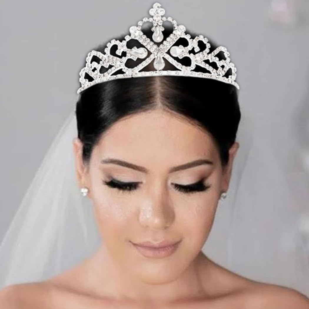 Kilshye Crystal Wedding Tiaras and Crowns Rhinestone Princess Tiara Prom Bridal Headband for Women and Girls (Silver)