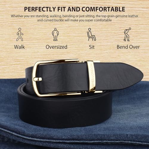 Image of HAYES LONDON Belts for Men Leather Original - Belt for Men Formal with Classic Design, Durable and Italian Reversible Men Belts for All Occasions