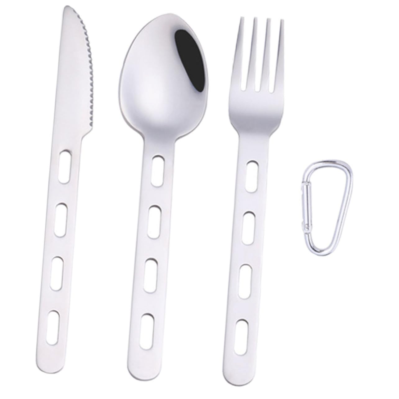 TOYANDONA 3 Set Set di portatile e cucchiaio fork all'aperto campeggio piccolo viaggio Campeggiatori reusable utensils posate portatili set di posate Acciaio inossidabile Argento