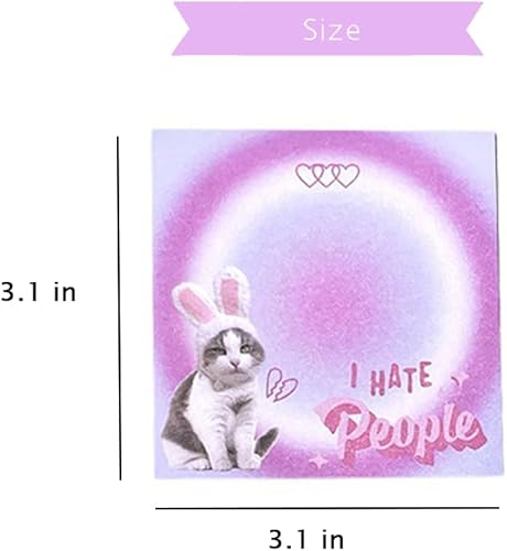 Miniatura 2 de Juego de 4 notas adhesivas para gatos, blocs de notas adhesivas Kawaii, divertidos blocs de notas adhesivas para suministros de oficina y regalo