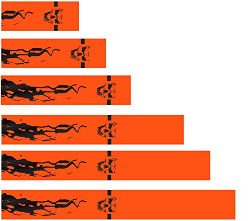 White Water Archery Orange Fluorescent Neon Blood Trail Skull Arrow Wraps 15pc Pack Choose Length Width (4, 1)