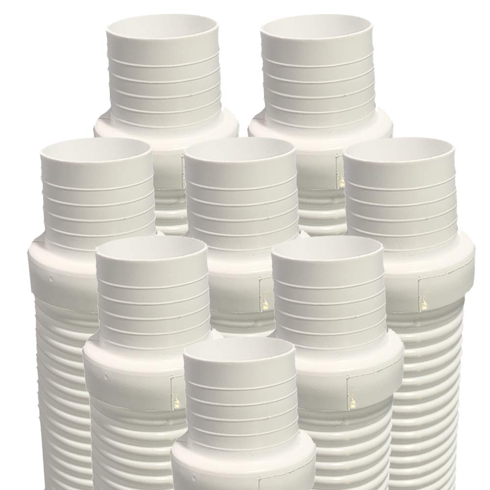 Puri Tech 8 Pack Universal Swimming Pool Cleaner Suction Hose 48 Inches Long White Color for Kreepy Krauly, Baracuda G3/G4, Navigator, & More