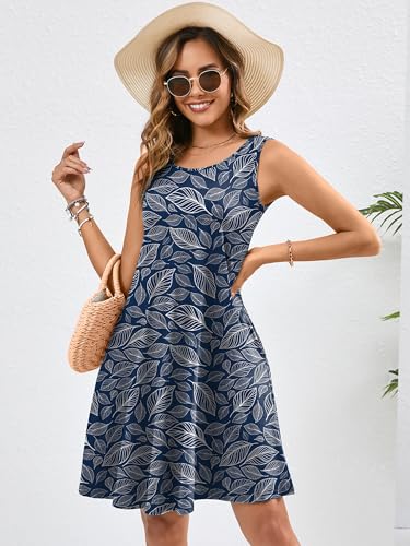Image of KORSIS Summer Dress for Women Casual T Shirt Tank Dresses Sleeveless Swing Flowy Ladies Beach Vacation Sundress with Pocket