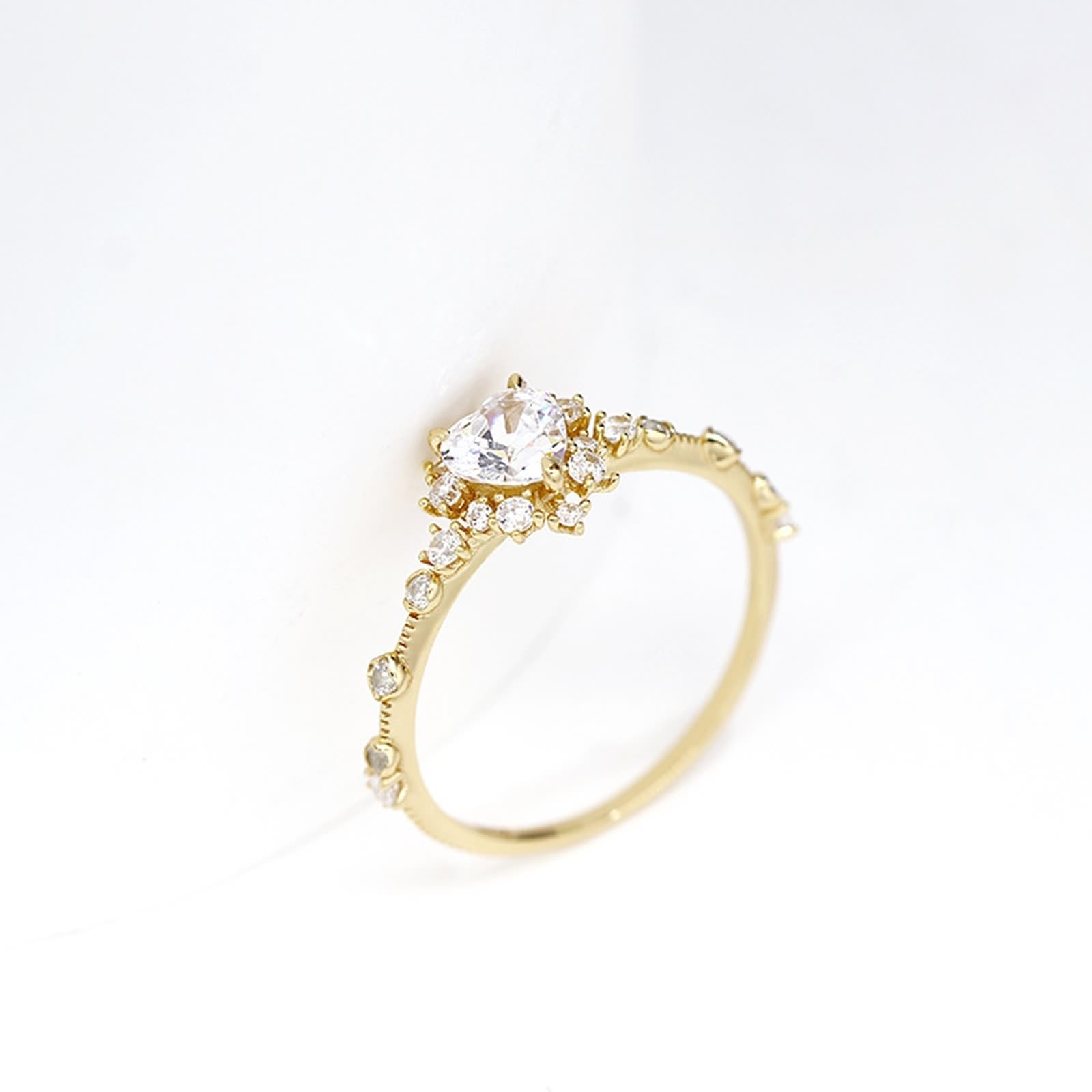 Bague en or 375/585/750 avec cœur Moissanite en forme de cœur
