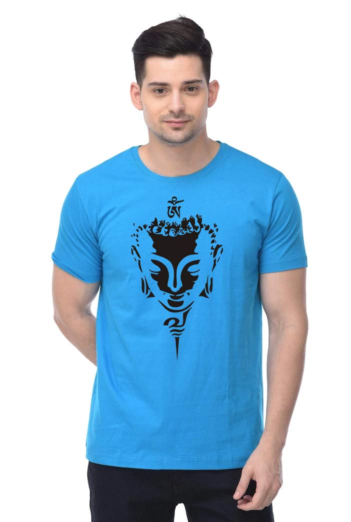 GenericThreadmonk Men's Regular Fit T-Shirt (buddha-Light Blue-L_Light Blue_Large)