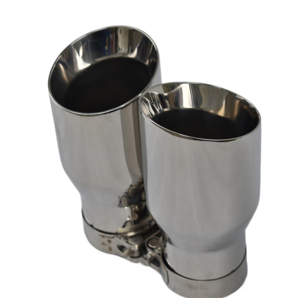 tłumik końcowy Stal nierdzewna Pojedyncza, uniwersalna końcówka tłumika ze skosem, modyfikacja samochodu Rura wydechowa(57MM IN -76MM OUT)