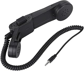 3.5mm Retro Telephone Handset, Telephone Handset ABS Mic HiFi Military Handheld Speaker Mic, Shoulder Microphone PTT, Games for Military Activity