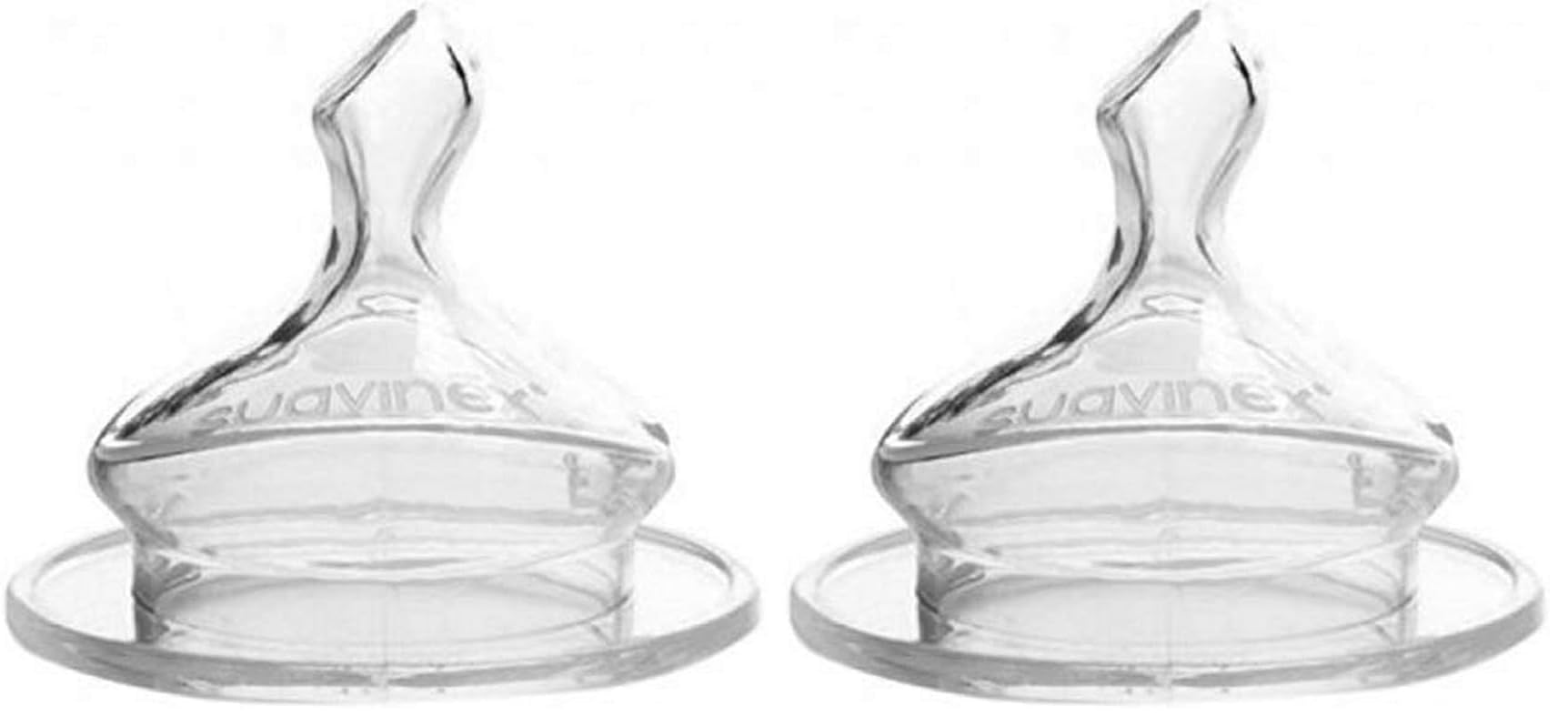 Suavinex set de 2 Tétines Physiologique en Silicone +6 Mois Débit Moyen (Lot de 2)