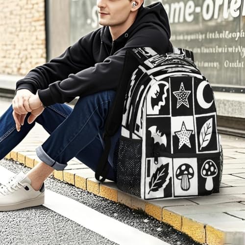 Mochila para niños y niñas estudiantes con divertido estampado gráfico de murciélago 7