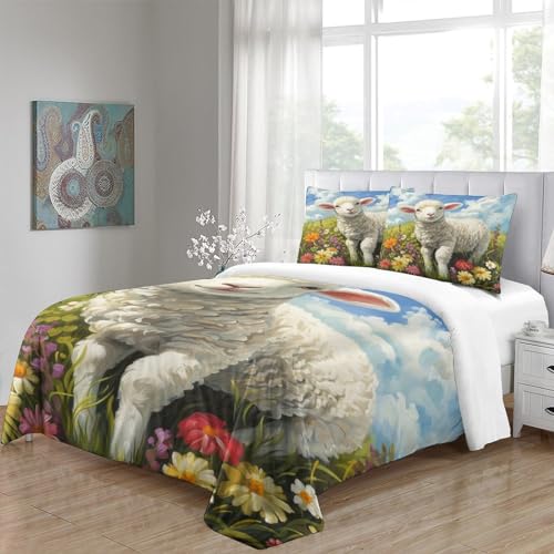 Housse de couette moutons impression 3D microfibre de qualité premium