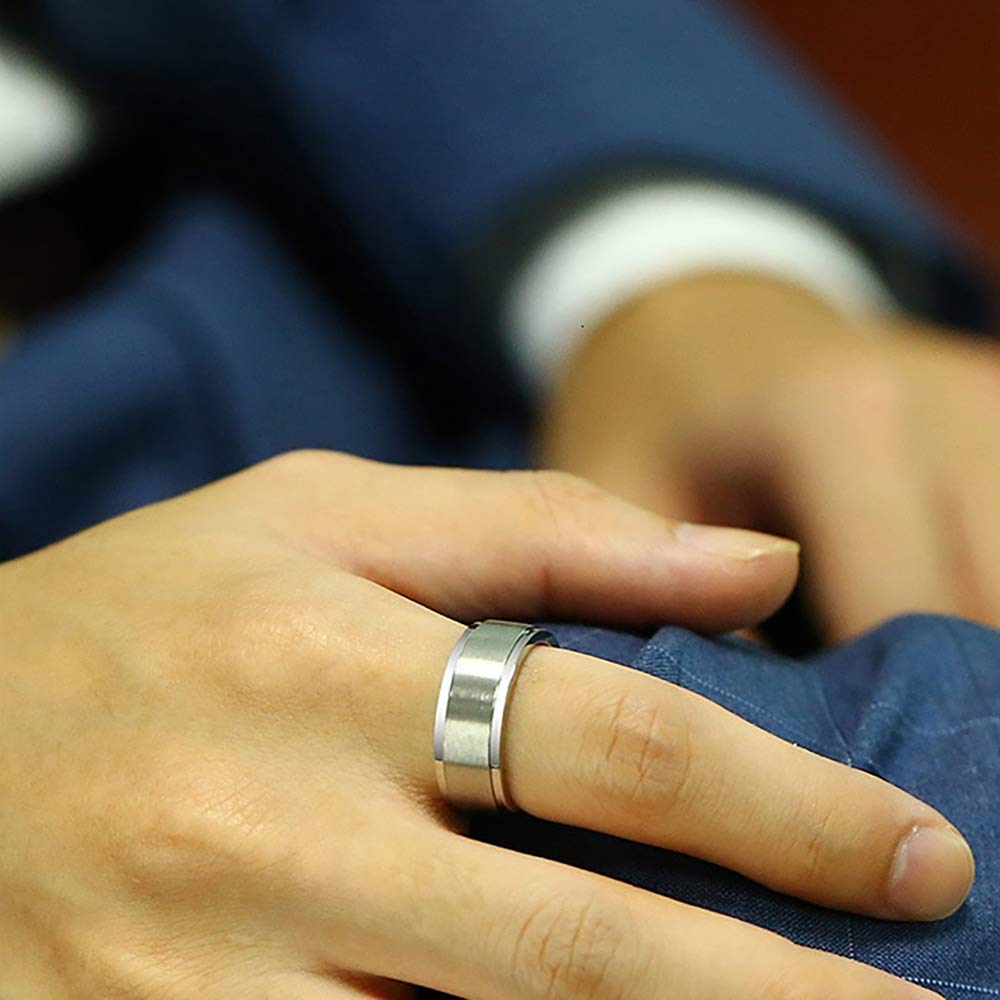 ZENSE - Bague tournante pour homme de couleur argent mate ZR0158