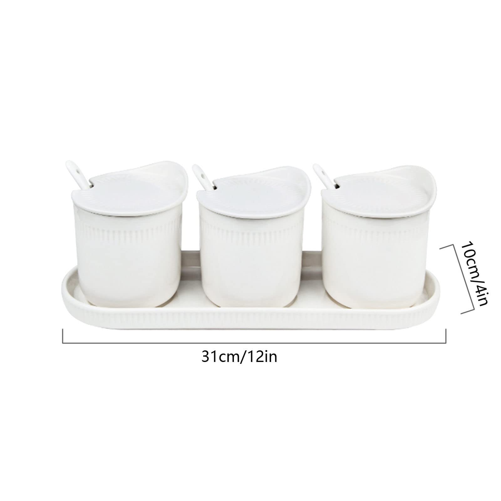 Tarro de especias de porcelana, azucarero, azucarero tricolor con tapa, bote de condimento for salero con cuchara pequeña, tarro de almacenamiento de cerámica, tarro de especias-rosa-300ML ( Color : 3