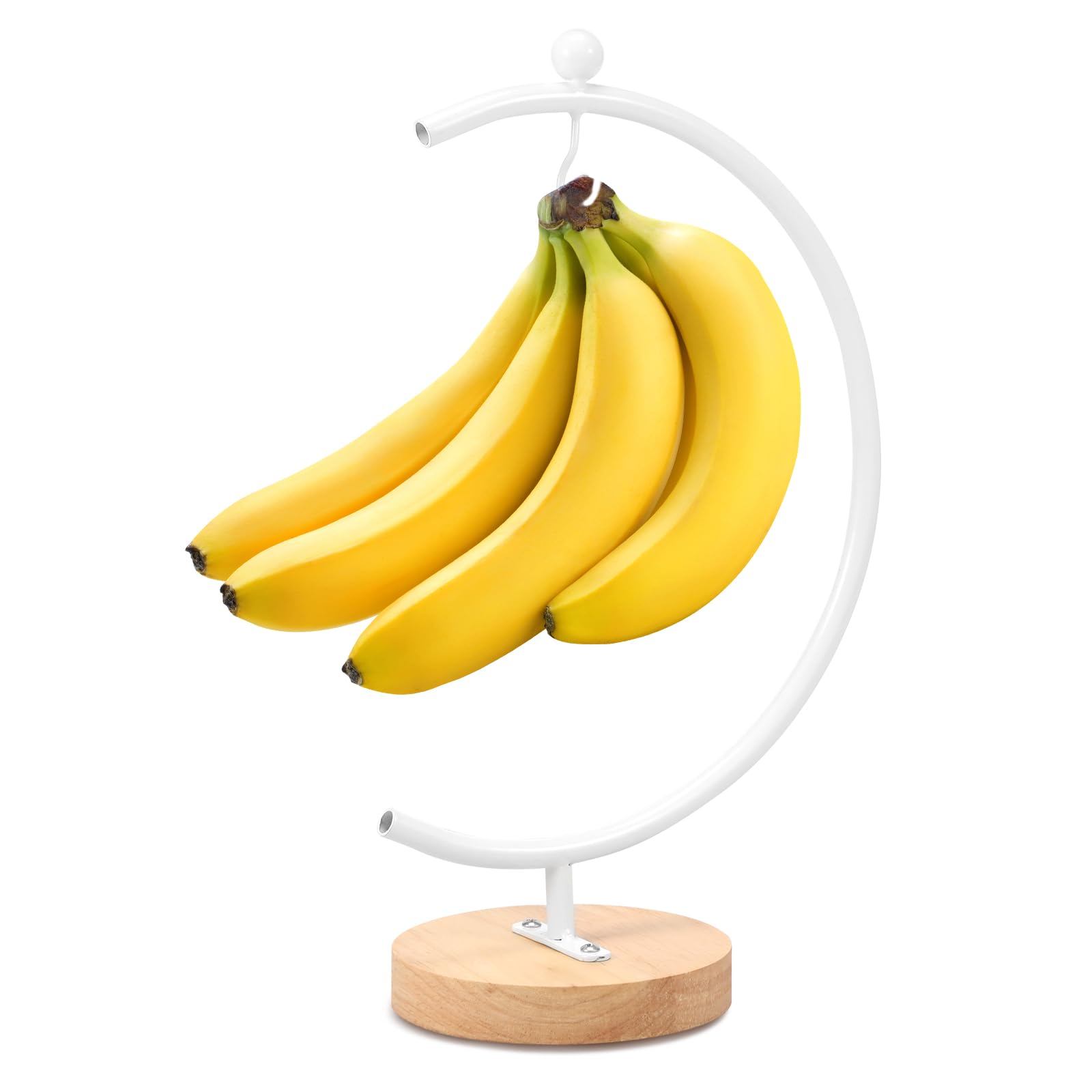 JETHMA Banana Holder,Modern Banana Hanger with Hook, Fruit Bowl & Banana Tree Hanger for for Kitchen Counter (White)