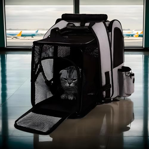 Sac à dos extensible pour chat respirant avec sa structure pliable - 4