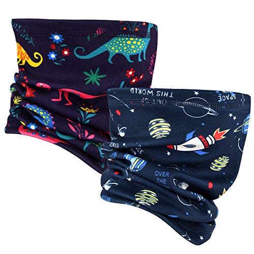 MCTi Kids Neck Gaiter Warmer Winter Fleece Scarves Face Masks 2 Packed for Snow Skiing Snowboarding