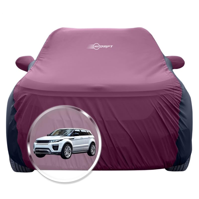 Image of NEODRIFT 'SuperTech' Car Cover for Range Rover Evoque (100% Water-Resistant, All Weather Protection, Tailored Fit, Multi-Layered & Breathable Fabric) (Colour: Maroon+Black)