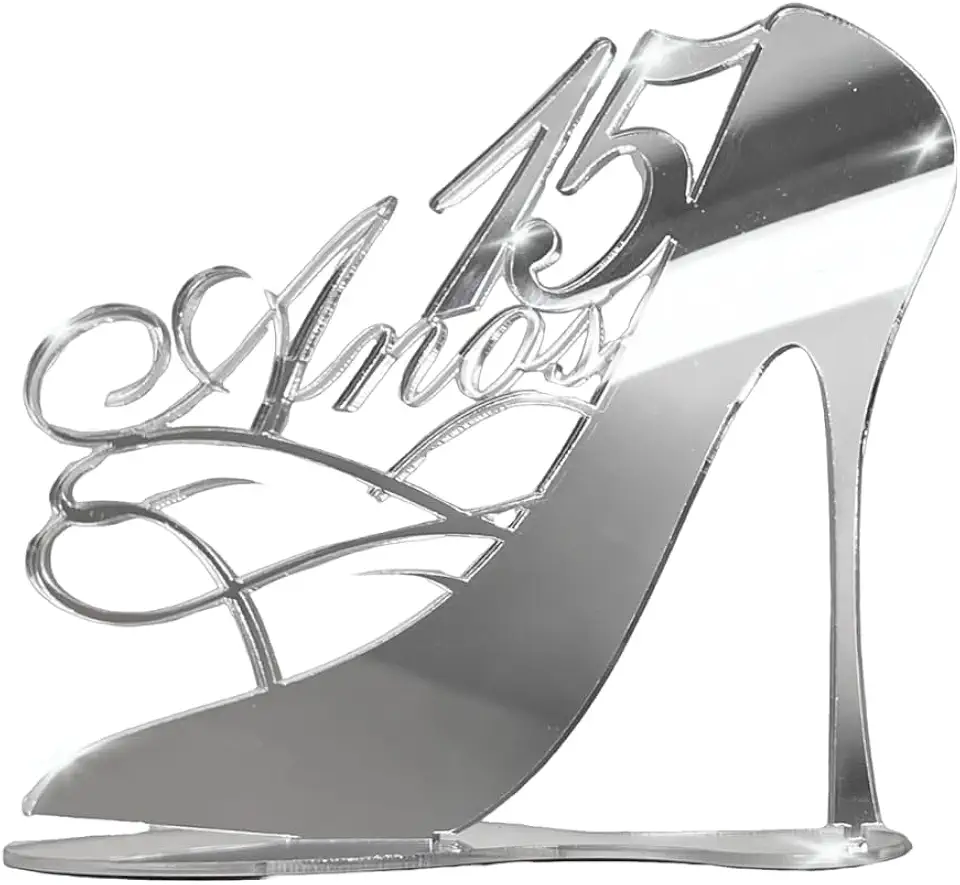 Topo De Bolo 15 Anos Em Acrílico Prata Espelhado Festa Debutante