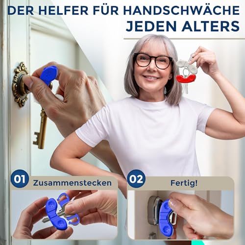 NEWKERS® [3er] Schlüsseldrehhilfe – Ergonomische Schlüsselhilfe für Senioren | Menschen mit eingeschränkter Mobilität | Geschenk für Frauen Männer Kinder | Schlüsselanhänger | Alltagshelfer