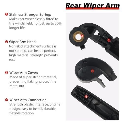Image of OTUAYAUTO Rear Windshield Wiper Replacement for Audi Q3 2015-2024 Back Wiper Arm and Blade Assembly
