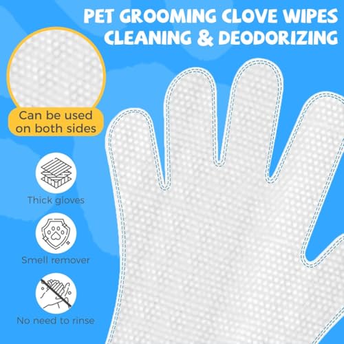 Image of Pet Glove Wipes for Dogs & Cats | Soft Non-Woven Gloves for Paws, Ears, Eyes & Body - Gentle Grooming Wipes | Safe & Hypoallergenic Daily Care (6 pcs)