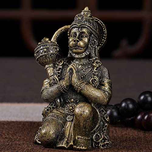 Estatua de Hanuman figura mitológica de resina y metal miniatura 6