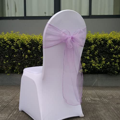 CNFQ Lot de 50 Noeuds De Chaise Organza Baptême Fête Déco Mariage (Lavande)