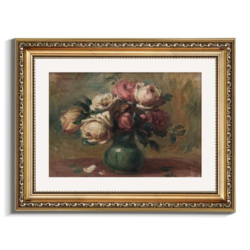 VIYYIEA Gold Framed Wall Art Canvas Print Home Decor Flower