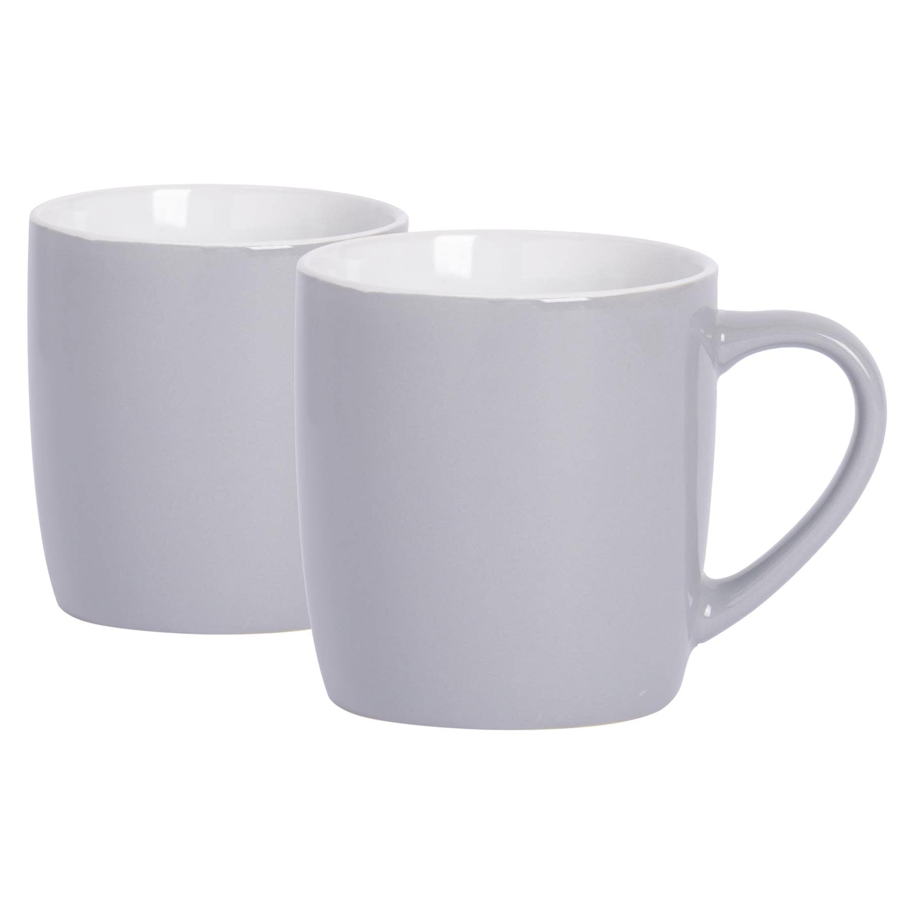 Argon Tableware Coloured Coffee Mugs - Grey - 350ml - Pack of 2 - Gloss Ceramic Stoneware Latte Cappuccino Cups Hot Chocolate Cups Colourful Mug Set with Handle — image 1