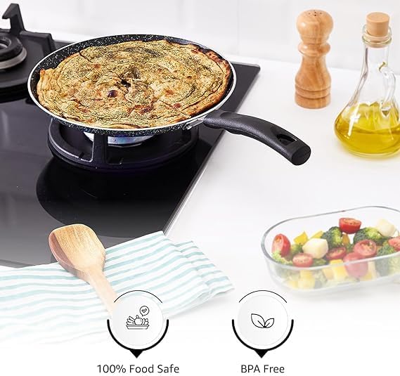 Aluminium Non-Stick Dosa Tawa | Granite Finish | Induction Base | Pfoa Free | High Temperature Resistant Exterior Coating | 25 Cm | Grey