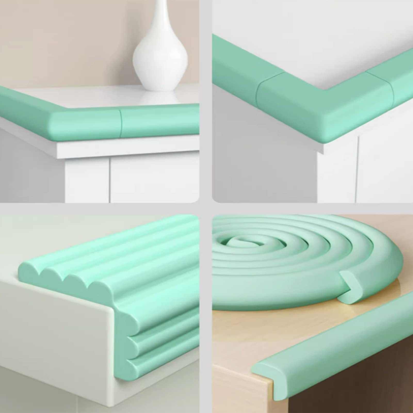 Bords de protection en mousse Adhésif de rembourrage de protection de bord, protecteur d'angle de bord d'étanchéité, pare-chocs d'angles tranchants de table basse de bureau de cuisine DIY (bleu 8 m)(G