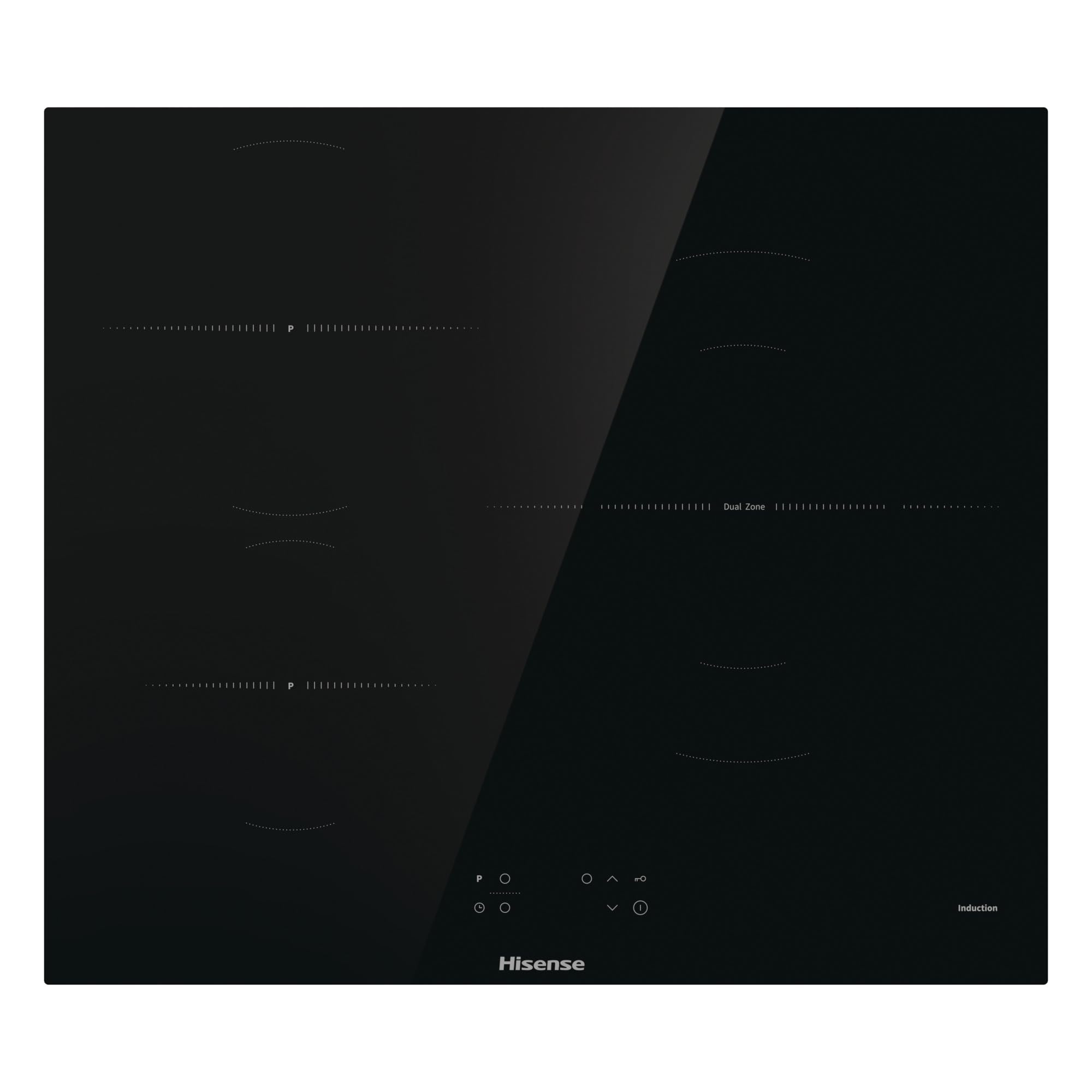 Hisense HI6321BSOLCE - Placa Inducción 3 zonas, 1 con foco gigante 32 cm, 2 conectadas entre si área Bridge, encimera de 60 cm, bloqueo infantil y terminación biselada