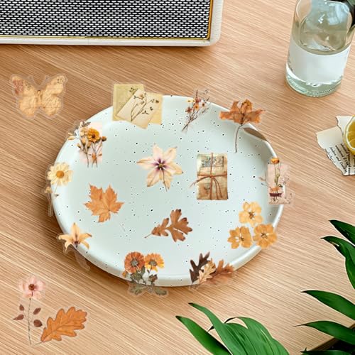 Image of 50PCS Transparent Flora Scrapbook Stickers, Vintage Aesthetic Flowers Sticker for Scrapbooks Travel Journal, Vinyl Waterproof for Water Bottles Laptop Phone Scrapbook Supplies DIY Crafts(Flower-A)