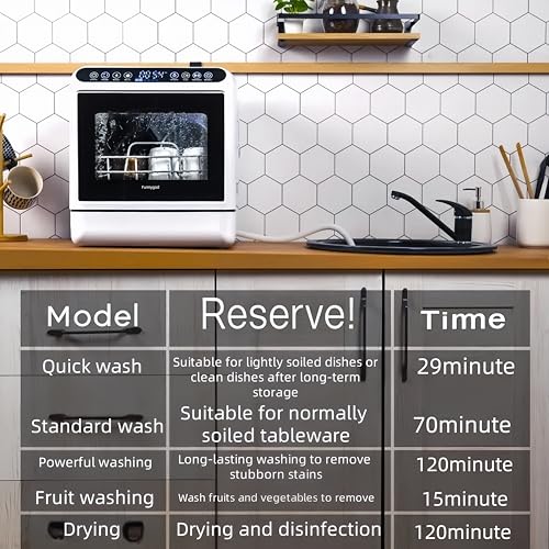 Dishwasher Tabletop dishwasher Portable Small fully automatic dishwasher with four wash modes plus drying and sterilizing modes Can be connected to the tap and filled manually