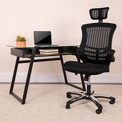 Flash Furniture Kelista High-Back Black Mesh Swivel Ergonomic Executive Office Chair With Flip-Up Arms And Adjustable Headrest #TOP1