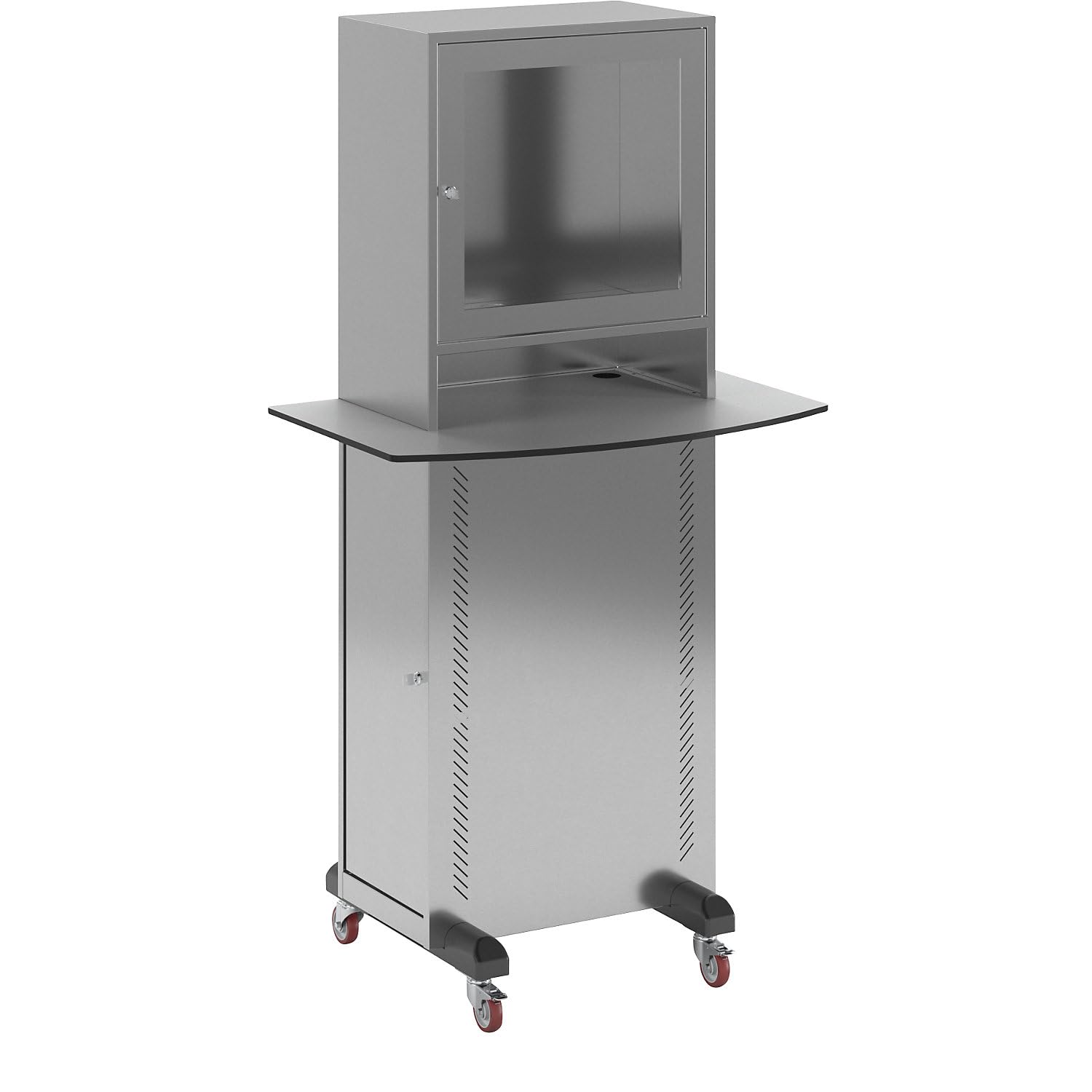 eurokraft | Edelstahl-PC-Schrank | mit Arbeitsplatte BxT 900 x 600 mm | HxBxT 1625 x 600 x 350 mm