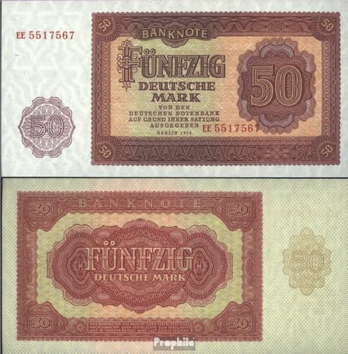 Billete histórico de 50 marcos RDA 1955 Prophila para álbumes de numismática