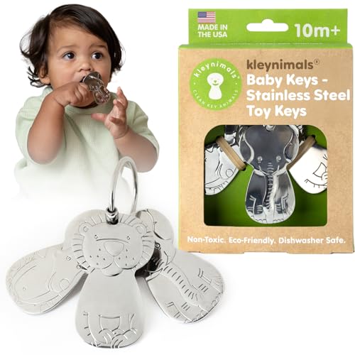 Kleynimals – Original Stainless Steel Toy Keys for Babies – Made in USA, Heirloom Quality, Safe, Non-Toxic, BPA-Free – Ideal for Sensory Play &...