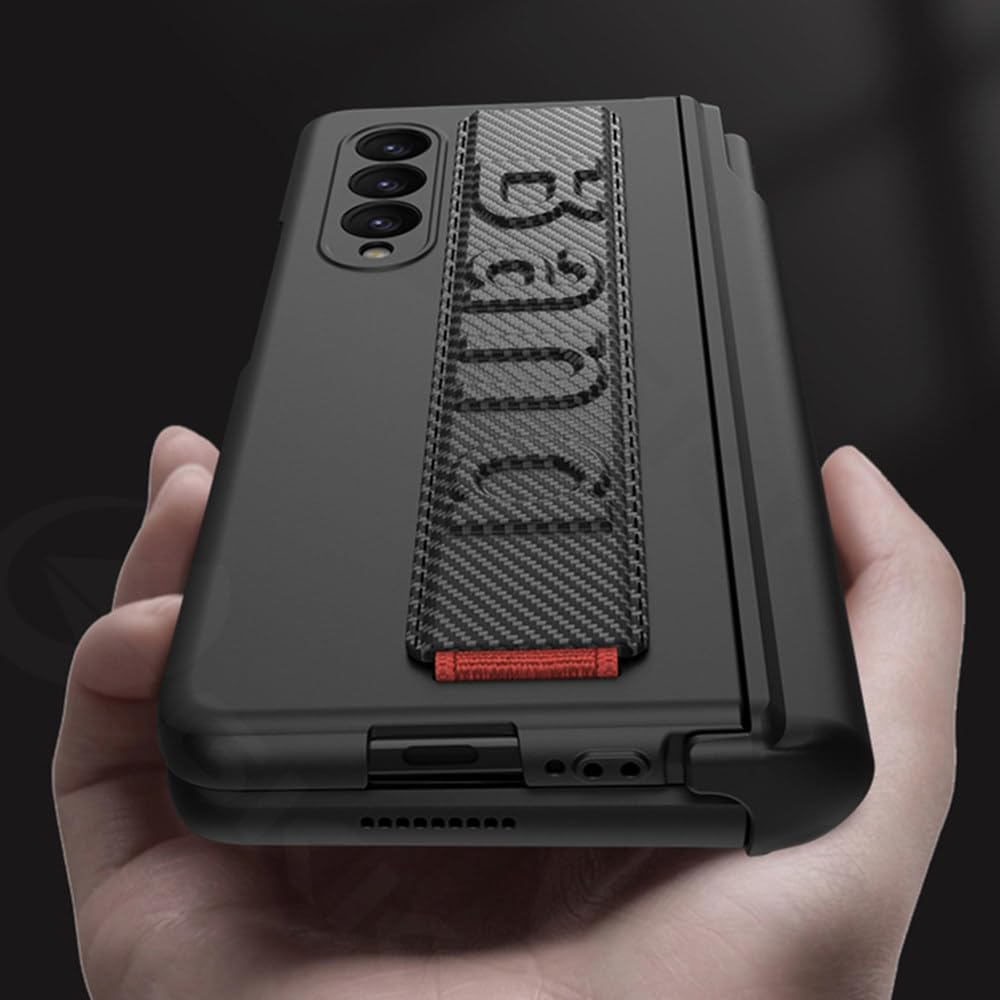 Custodia con cerniera magnetica per cinturino da polso per Samsung Galaxy Z Fold 3 Cover con schermo in vetro Slot per penna rigida per Galaxy Z Fold5 4 3 5G Custodia, colore 7, per SM Z Fold 5 5G