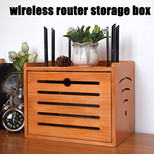 Coffret Wi-Fi en bois marron pour décodeur TV 32x23x26 cm