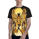 Saint Anime Seiya Men's T-Shirt Soft Casual Short Sleeve Tees Unisex Crewneck Workout T-Shirt Large Black