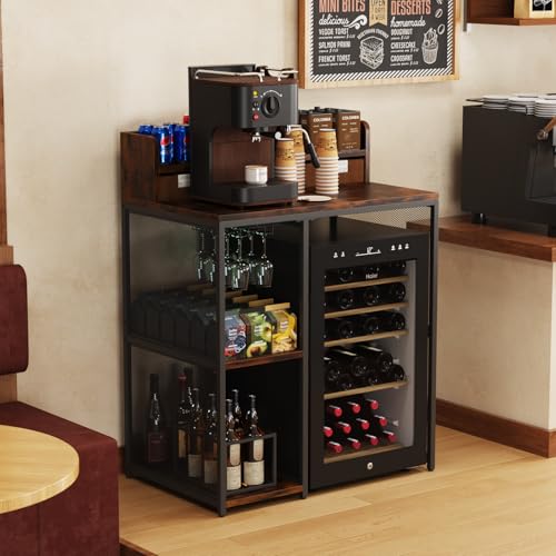 4-Tier Industrial Style Mini Fridge & Microwave Oven Stand (Rustic Brown) - image 3