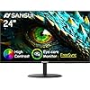 SANSUI Monitor de computadora 24 pulgadas Cuidado de los ojos Pantalla 1080P HDMI, puertos VGA con ángulo de visión de 178°, sin marco, inclinación/VESA compatible para oficina y hogar