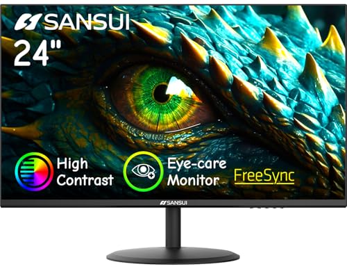 SANSUI Computer Monitor 24 inch Eye Care 1080P Display...