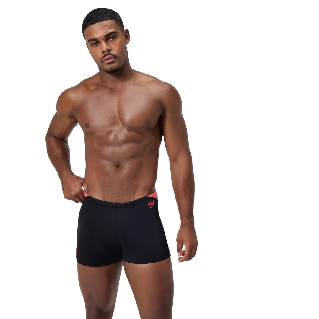 Speedo Men's Hyperboom Splice Aquashort Swimming Trunks | Quick Drying | Training | Fitness | Chlorine Resistant Swimwear, Coral Sands'', 40