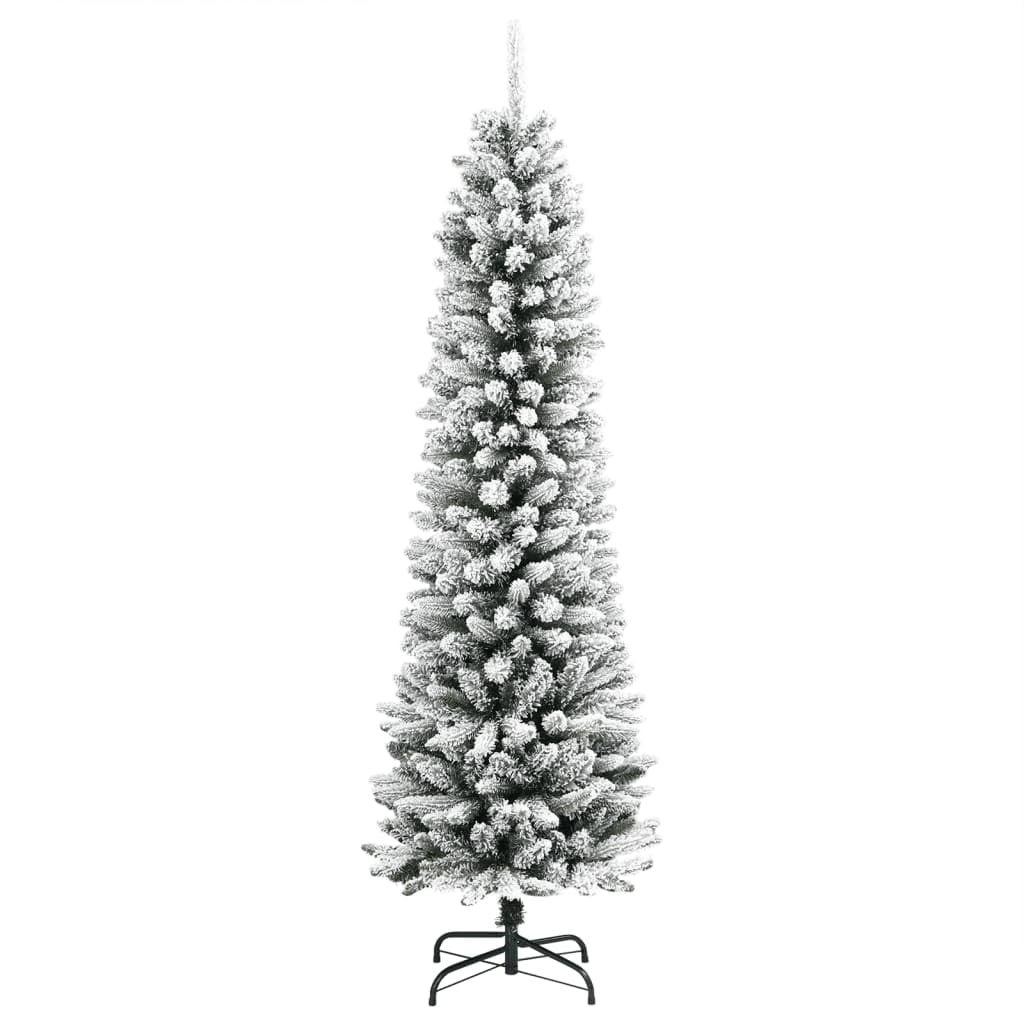 vidaXL Sapin de Noël Artificiel Mince avec Neige floquée 210 cm PVC/PE