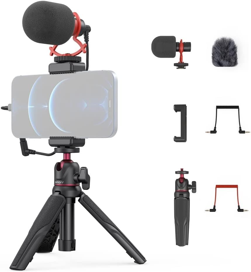Smartphone Video Kit with Tripod Microphone LED Light Cold Boot Installation Desktop Mini Tripod Selfie Stick (Colour: A Size