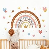 decalmile Pegatinas de Pared Arcoíris con Corazones Vinilos Decorativos Arcoiris Infantiles Adhesivos Pared Bebé Guardería Niños Dormitorio