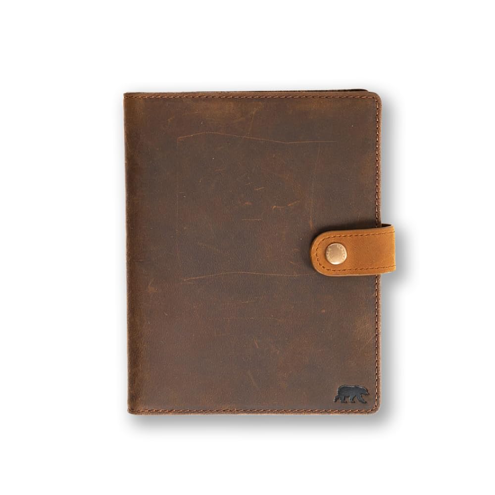 Alaskan MAKER - Étui à Carte Grise en Cuir Pleine Fleur - Rangement Documents Voiture & Cartes - Protection RFID - Fermeture Sécurisée Bouton Pression - Format Compact et Résistant (Wood)